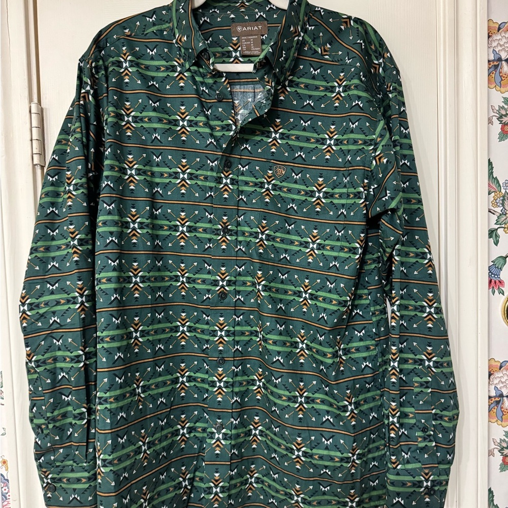 Ariat Men's Green Patterned Shirt